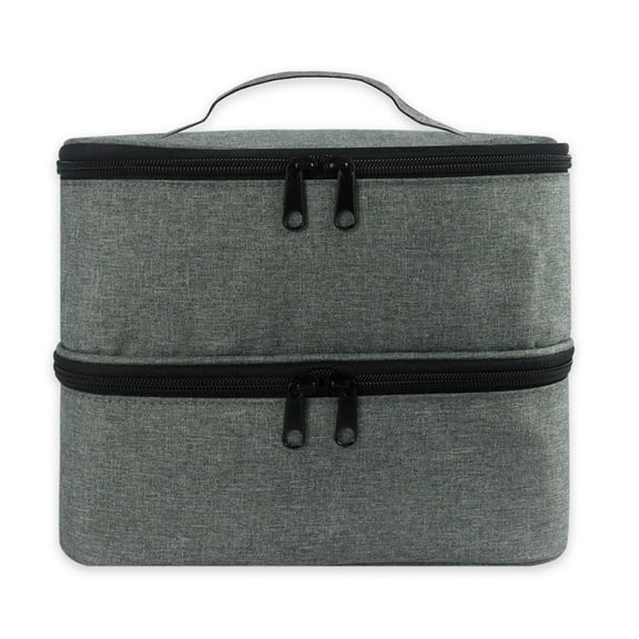 Nail Polish Organizer Case,Portable Double-Layer Nail Polish Organizer with Compartments,Travel Nail Polish Carrying Case for Manicure Tools Storage