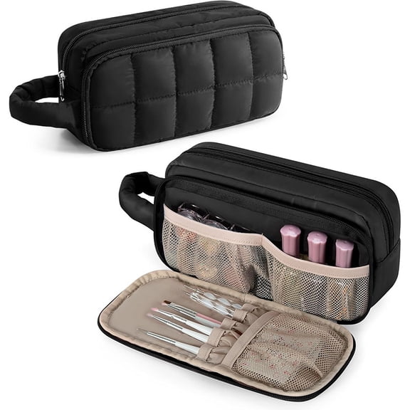 Nail Polish Organizer Case, Portable Lightweight Cosmetic Bag with Dividers, Multi-Function Storage for Nail Tools & 18 Bottles, Handbag for Women,Black