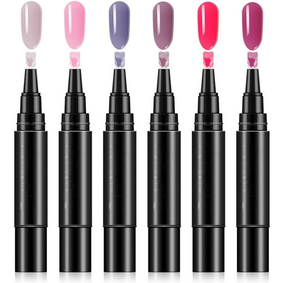 Nail Polish Pens, 3 in 1 Nail Polish Pens Quick Dry, Gel Polish Pen, 6 Color NailPolish Gel Pen 8 ML, Color NailPolish Gel Pen for Women, Nails Pens for Nails Art DIY