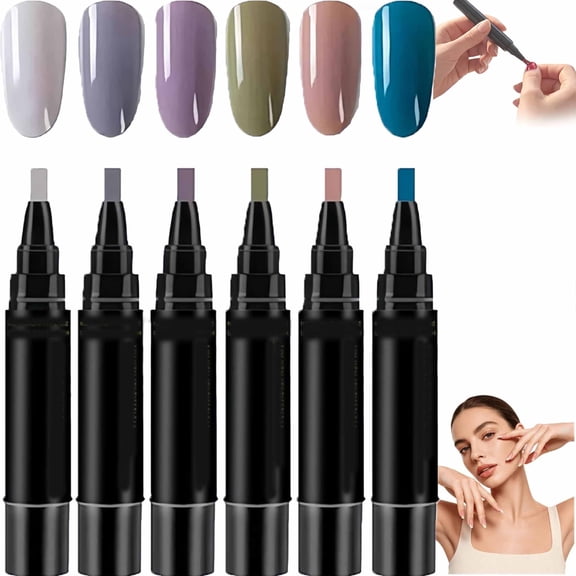 Nail Polish Pens, 6-Color Quick-Dry Nail Art Markers Set for DIY Manicure, Salon & Home Use