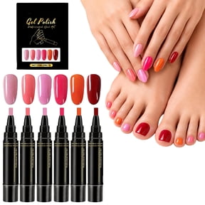 Nail Polish Pens, 6 Colors Nail Polish Pens Set, 3 in 1 Quick Dry Nail Polish Pens, Easy Control Brush Tip for Women DIY Manicure