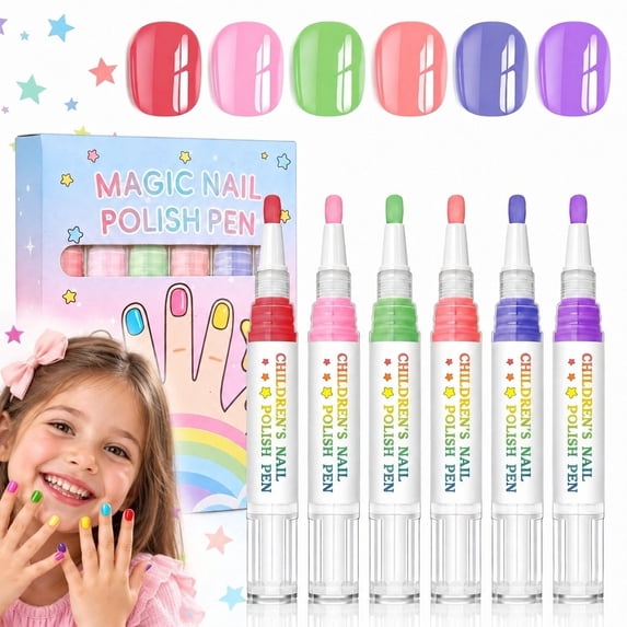 Nail Polish Pens, 6 Colors Water-Based Nail Art Pens with Quick Dry ...