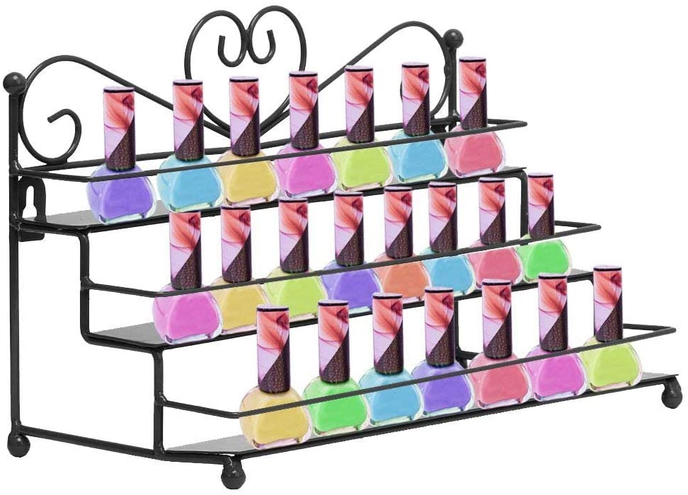 Nail Polish Rack, 3 Tier Nail Polish Rack, Shelf Mountable Metal Makeup ...