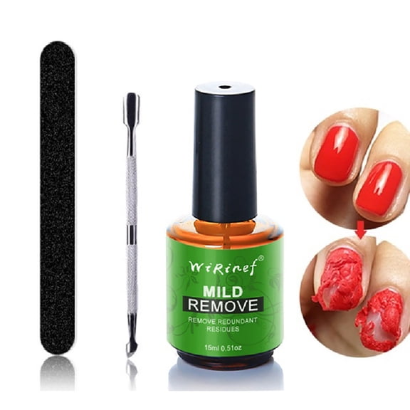 Nail Polish Remover Gel - Soak-Off Gel Polish, Mild Non-Irritating Formula, Quick 3-5 Minutes Removal, for Natural and UV Nails, Includes Nail Files and Steel Pusher, Home Nail Makeup Organizers