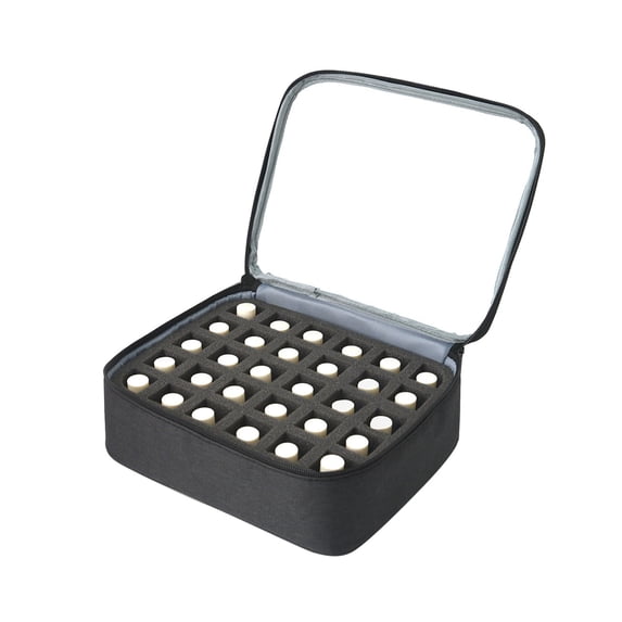 Nail Polish Storage Organizer Portable Manicure Travel Holds 30 Bottles Beauty Tools Compact Gray Design