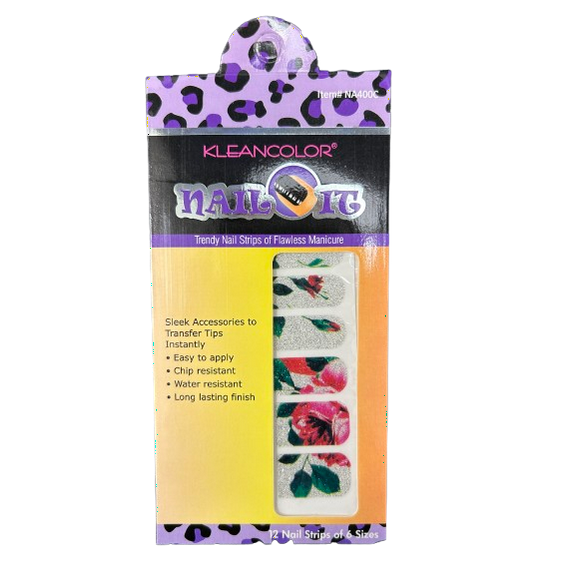 Nail It Polish Strips, Assorted Colors, Designs, Trendy Chip Resistant Nail Wraps in 6 Sizes, Easy to Apply, Water Resistant, Long Lasting Finish for Flawless Manicure, No Dry Time Needed, Mix