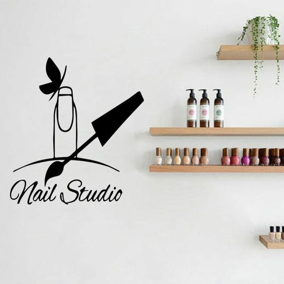 Nail Polish Wall Decal Beauty Manicure Salon Nail Studio Interior Decor Vinyl Art Stickers Self Adhesive Woman Wallpaper 42x46cm