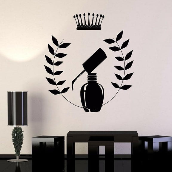 Nail Polish Wall Decal Manicure Nail Salon Interior Decor Beauty Woman Girl Fashion Door Window Vinyl Stickers Logo Mural 28x31cm