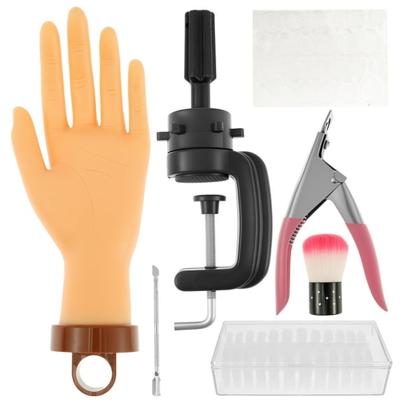 Nail Practice Hand with Clamp Holder Bendable Nail Training Hand Portable Manicure Practice Kit Practical Manicure Training Kit for Manicurist Home