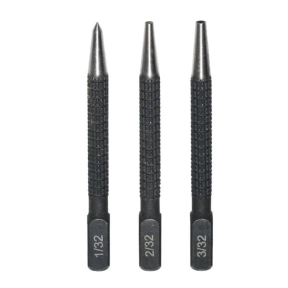 Nail Punch Set Knurled Body Square Striking Head Punches Tools 1/32 2/32 3/32