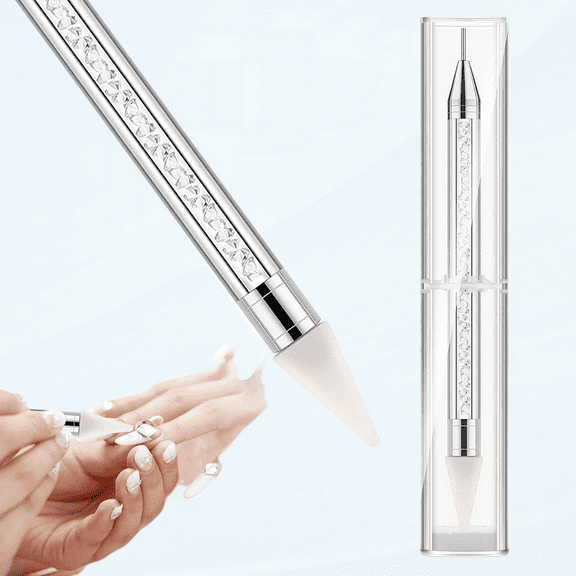 Nail Rhinestone Picker Dotting Pen, Wax Pencil for Rhinestones, Dual-ended Rhinestone Gems Crystals Studs Picker Wax Pen for Nail Art DIY Decoration, White