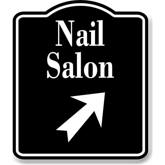 Nail Salon 45 Degree Up Right Arrow BLACK Aluminum Composite Sign, 8.5"x10"