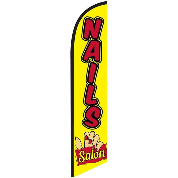 Nail Salon Advertising Feather Banner Swooper Flag, Replacement Flag Only, Yellow and Red