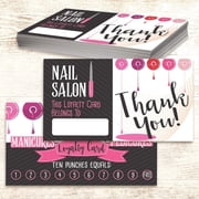 Nail Salon Design - Set of 50 Loyalty Cards - Blank Loyalty Card Stationery - Great Loyalty Cards For Restaurants, Hair Beauty Nail Salons or Spas