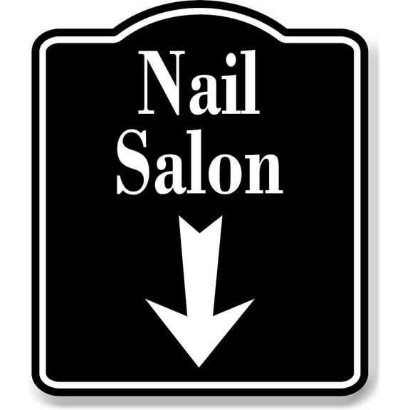 Nail Salon Down Arrow BLACK Aluminum Composite Sign, 8.5"x10"