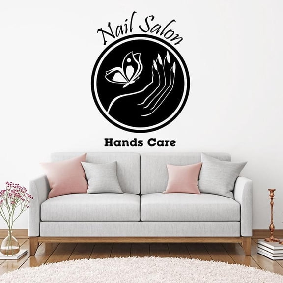 Nail Salon Hands Care Wall Decal manicure Logo Vinyl Wall Sticker Nail Salon Interior Decor Manicure shop window Decals 42x31cm