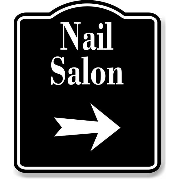 Nail Salon Right Arrow BLACK Aluminum Composite Sign, 8.5"x10"