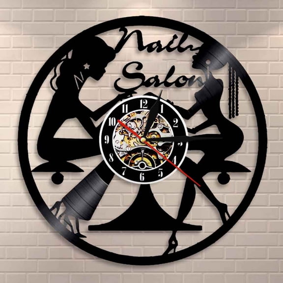 Nail Salon Wall Art Wall Clock Home Decor Polish Manicure Pedicure Business Vinyl Record Wall Clock Beauty Salon Gift For Her