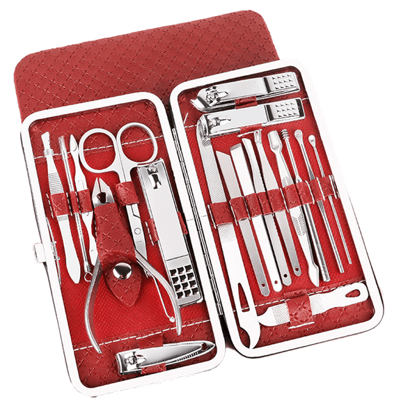 Nail Scissors Set Manufacturers Wholesale Multi-Functional Manicure Manicure Beauty Set Tools - 19-piece set-B wine red