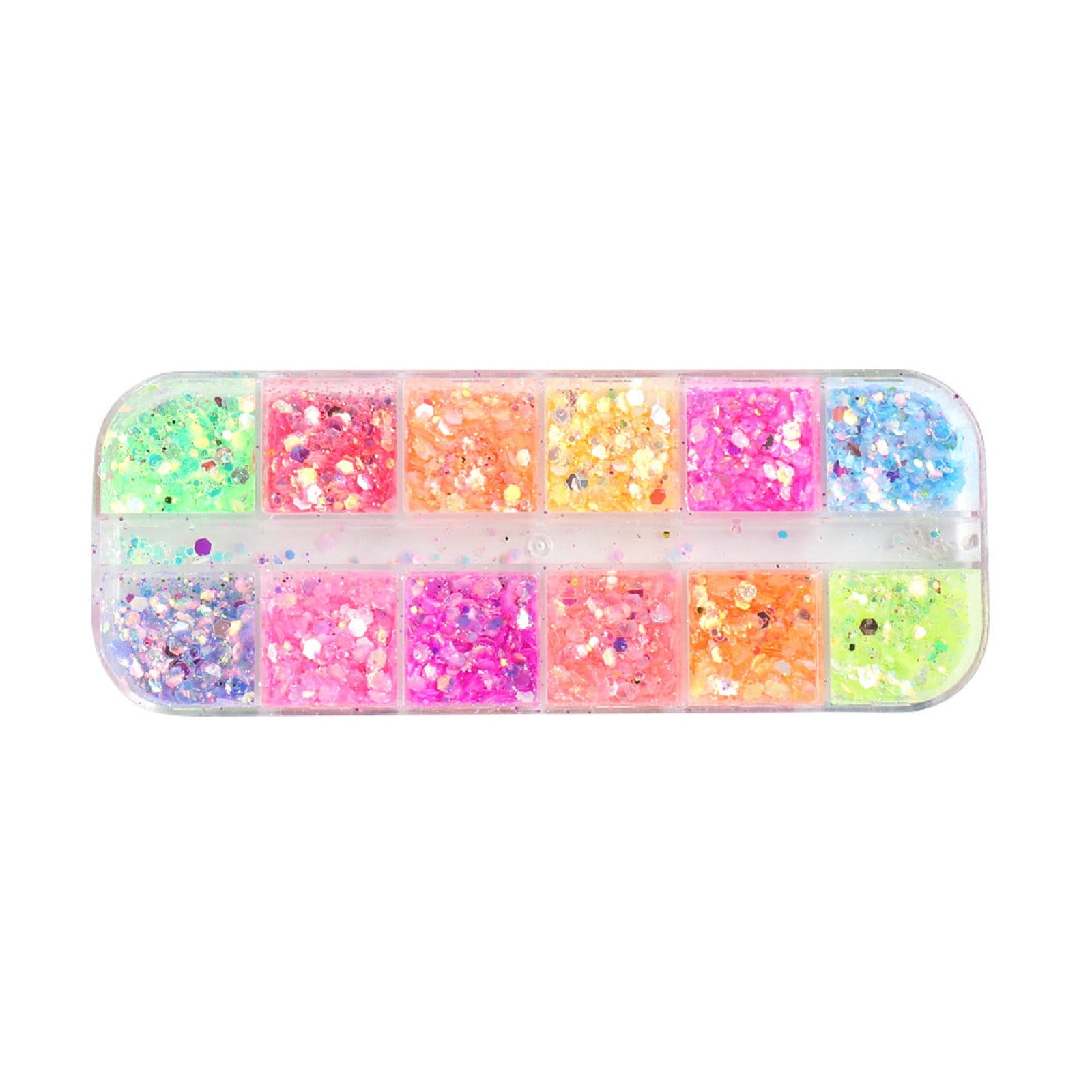 Luminous Christmas Nail Stickers, TSV Luminous Glitter Nail Sequins, Multi-colors Nail Art Stickers, 3D Nail Stickers, Half Round Gradient Imitation