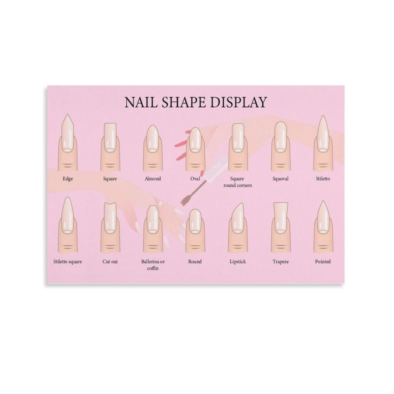Nail Shape Guide Nail Salon Poster (30) Canvas Printed Painting Posters ...