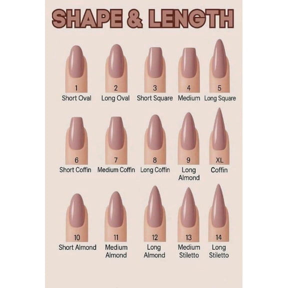 Nail Shape Poster Suitable For Hair Salon Spa Beauty Center Office Decor poster Unframed12x18inch(30x45cm)