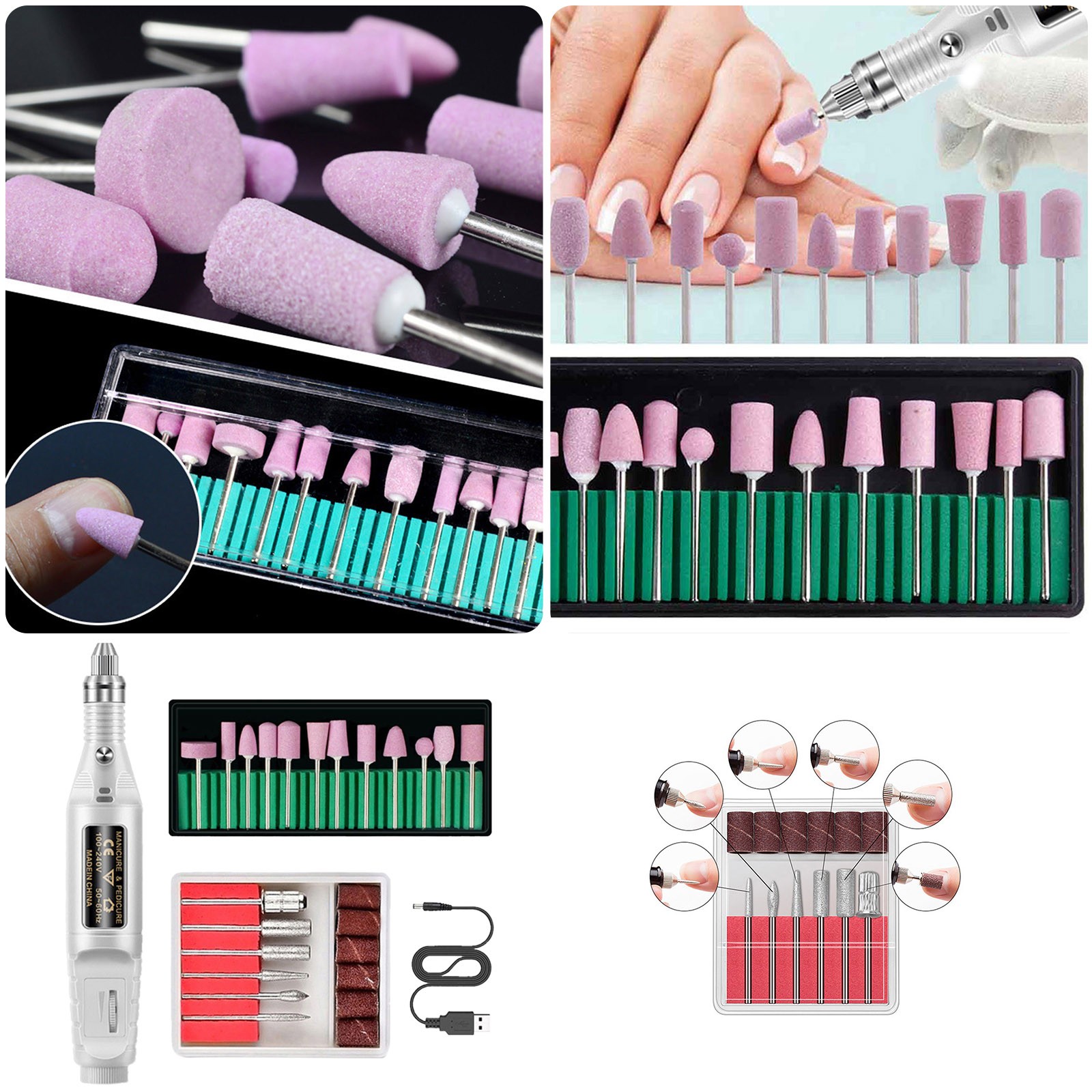 Nail Sharpening Machine Nail Sander Pen Manicure Nail Drill Bit Set USB