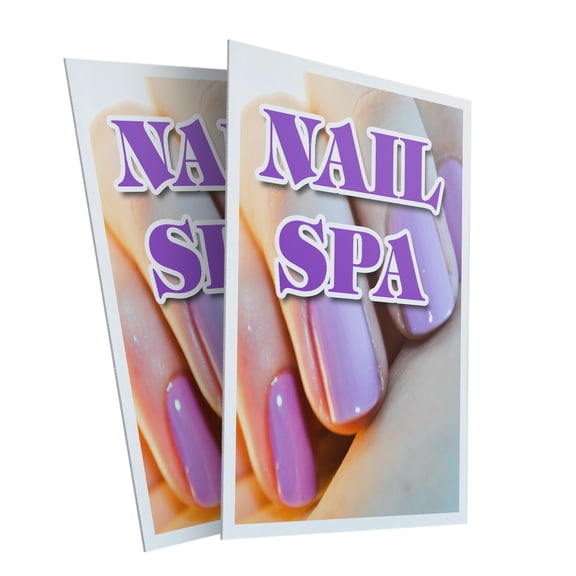 Nail Spa (2-PACK) 24" x 36" Plastic Signs | Sign Insert 4mm Corrugated Plastic Signs Storefront Window Poster