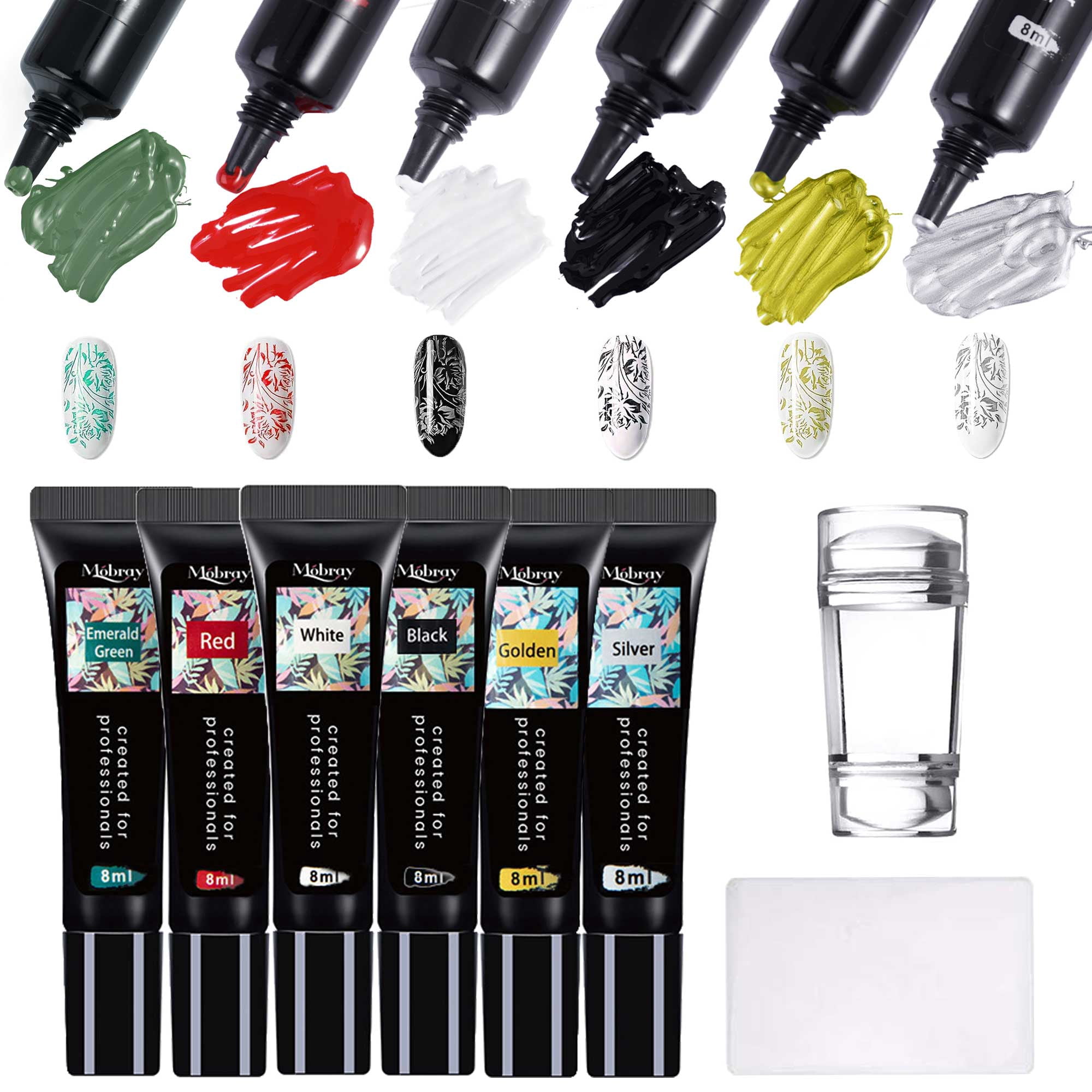 Nail Stamper Kit with Stamping Polish, Nail Stamping Gel Polish Set Nail Print Stamper Tool Nail Stamping Plate Stamp Nail Stamp Polish Gel Paint For Nails Art Printing UV Nail Polish