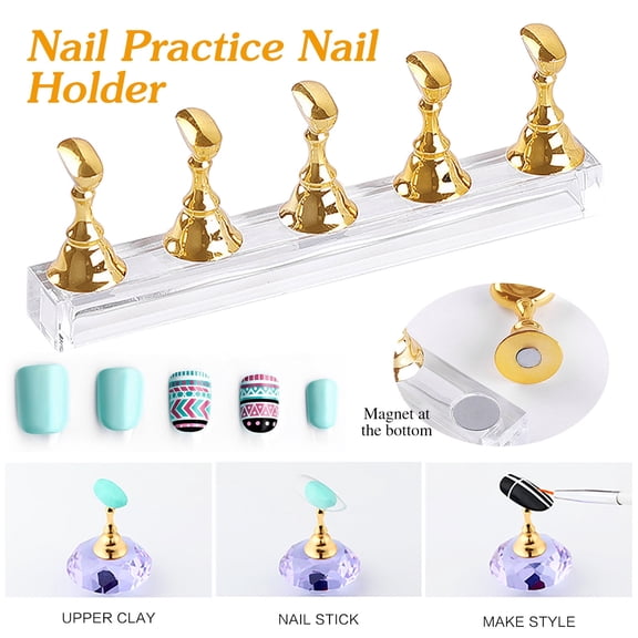 Nail Stand, Gold - Acrylic Nail Display Stand Nail Tip Holder Nail Practice Stand Fingernail, Nail Tools, Nail File, Easter, St. Patrick'S Day, Valentine'S Day, Wedding, Season, Makeup Organizers