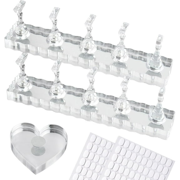 Nail Stand For Press On Acrylic Strong Magnetic Nail Holder Kit For Painting Nails Tip Arts Display With 100PCS Double-Sided Tape And 1 Heart Shaped Acrylic Magnetic Presson Stands Nail Art Supplies