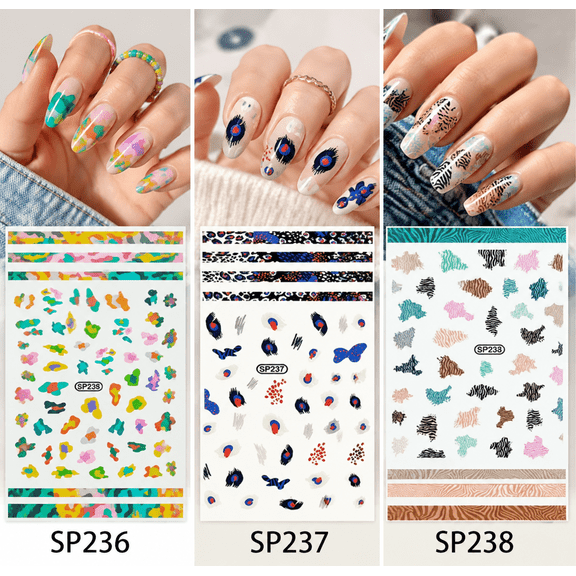 Nail Sticker Sliders for Manicure Snake Girls DIY Nail Art Decoration Decals Wraps Press Women Art Stickers Suncolor Hair