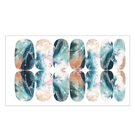 Nail Stickers Art Style 3D Self-Stick Full Wraps Glitter Polish for Nail Designs