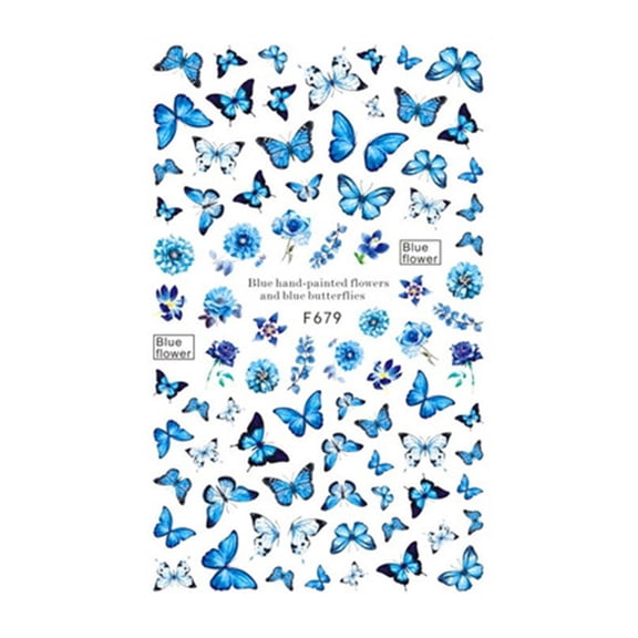 Nail Stickers Decoration Sticker Flower Black Blue Applique for Manicure Designs and Unique Nail Fashion