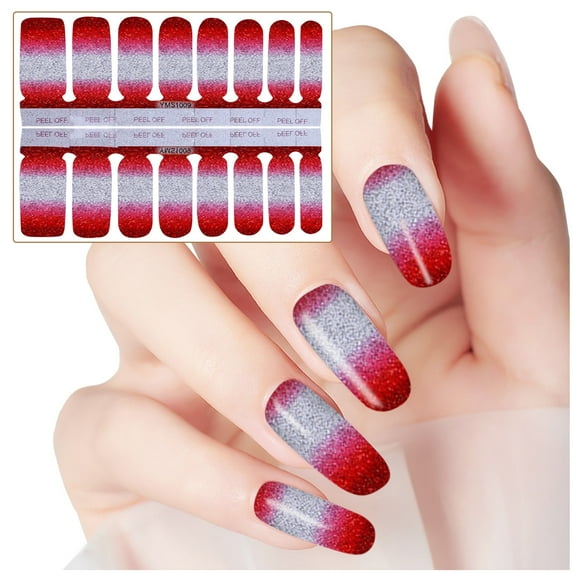 Full Self- Nail Stickers Glitter Gradient Decal Polish Sets for Girls and Women Manicure Art Design