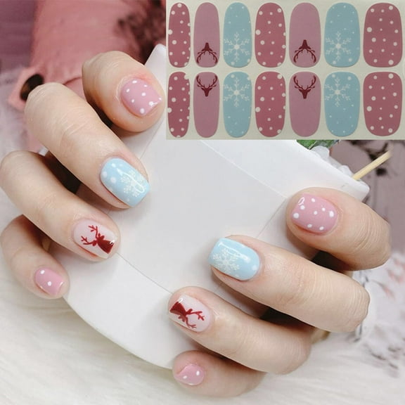 Nail Stickers Manicure Design Christmas Polish Kits Glitter Wraps Full Sheets for Festive and DIY