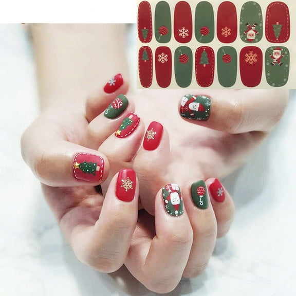 Nail Stickers Manicure Wraps Design Christmas Polish Kits - 14 Full Glitter Sheets for Stunning