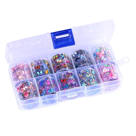 Nail Stickers Foil Transfer Wraps for Flower Art and Manicure Designs 10 Unique Styles