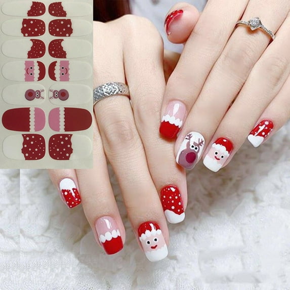 Nail Stickers Sticker Wraps Manicure Design Christmas Polish Kits 14 Glitter Full Sheets for Stunning Enhancements