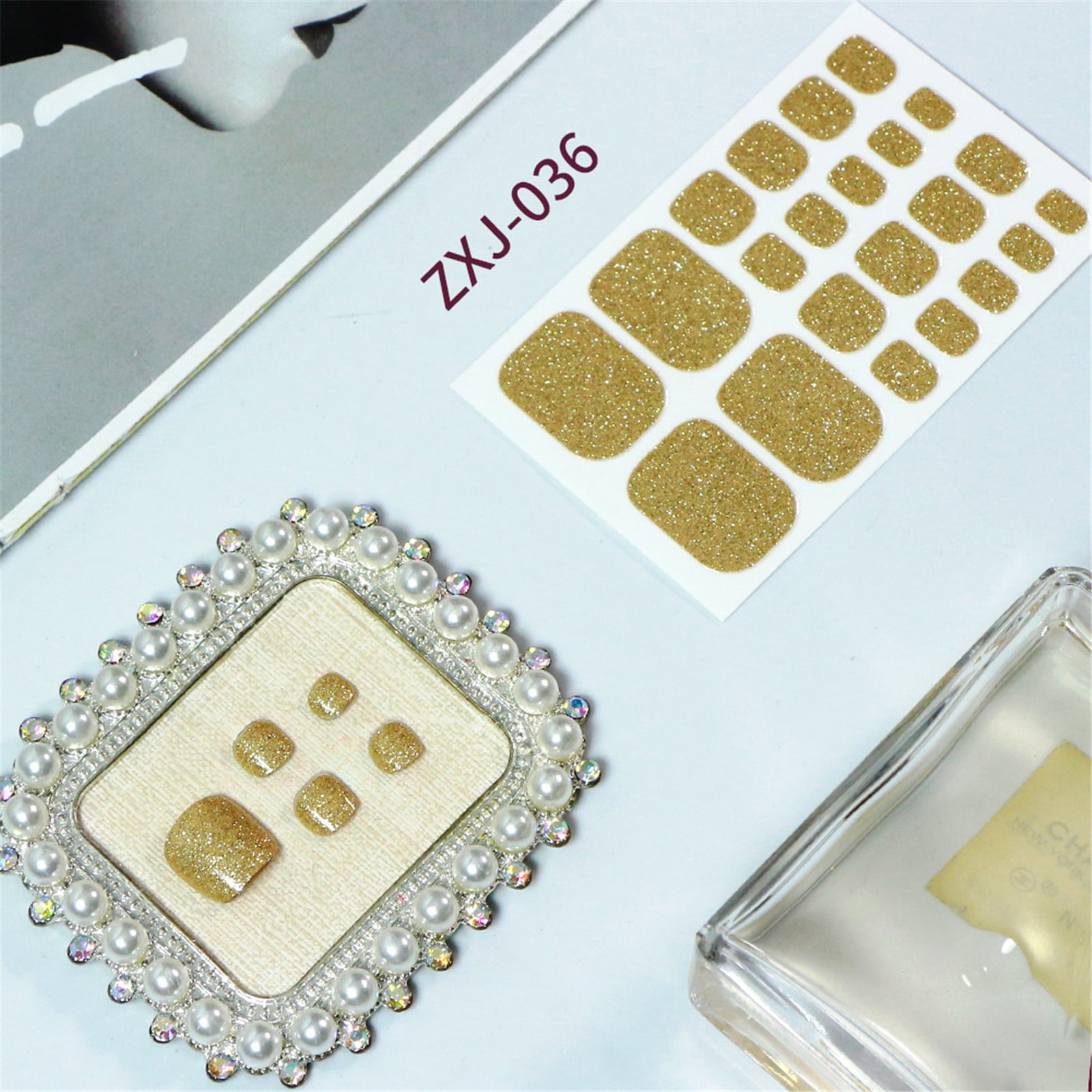 Nail Stickers Summer Foot Nail Stickers, Toe Nail Art Glitter Decals