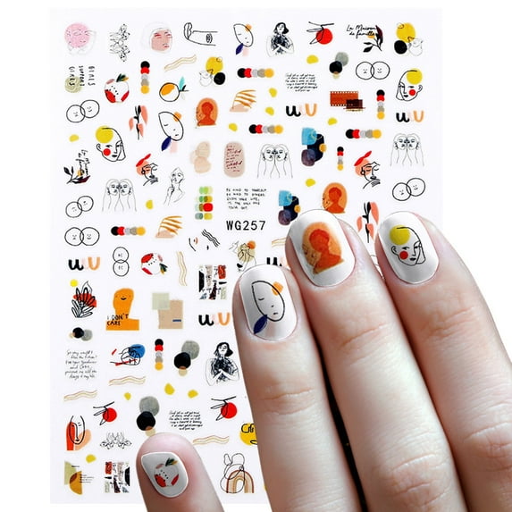 Nail Stickers for Women DIY Kids 3D Abstract Design Manicure Decals Decorative Tips for Girls