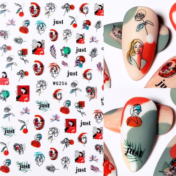 Nail Stickers for Women DIY Kids 3D Abstract Design Manicure Decals Decorative Tips for Girls
