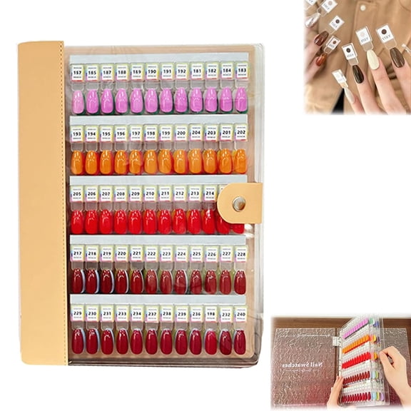 Nail Swatch Book, 120 Styles, Magnetic Blank - for Gel Polish Display & Storage, Organizer (Apricot)