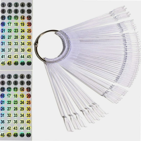 Nail Swatch Sticks with Ring for Nail Color Display Nail Art Supplies Nail Practice Samples (50pcs, transparent)
