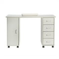 thumbnail image 1 of Nail Table with 4 Drawers and 2 Layers Storage Cabinet, Rectangular Manicure Desk with Lockable Wheels and Wrist Rest, Technician Workstation for Nail Tech, Beauty Salon, Spa, White, 1 of 8