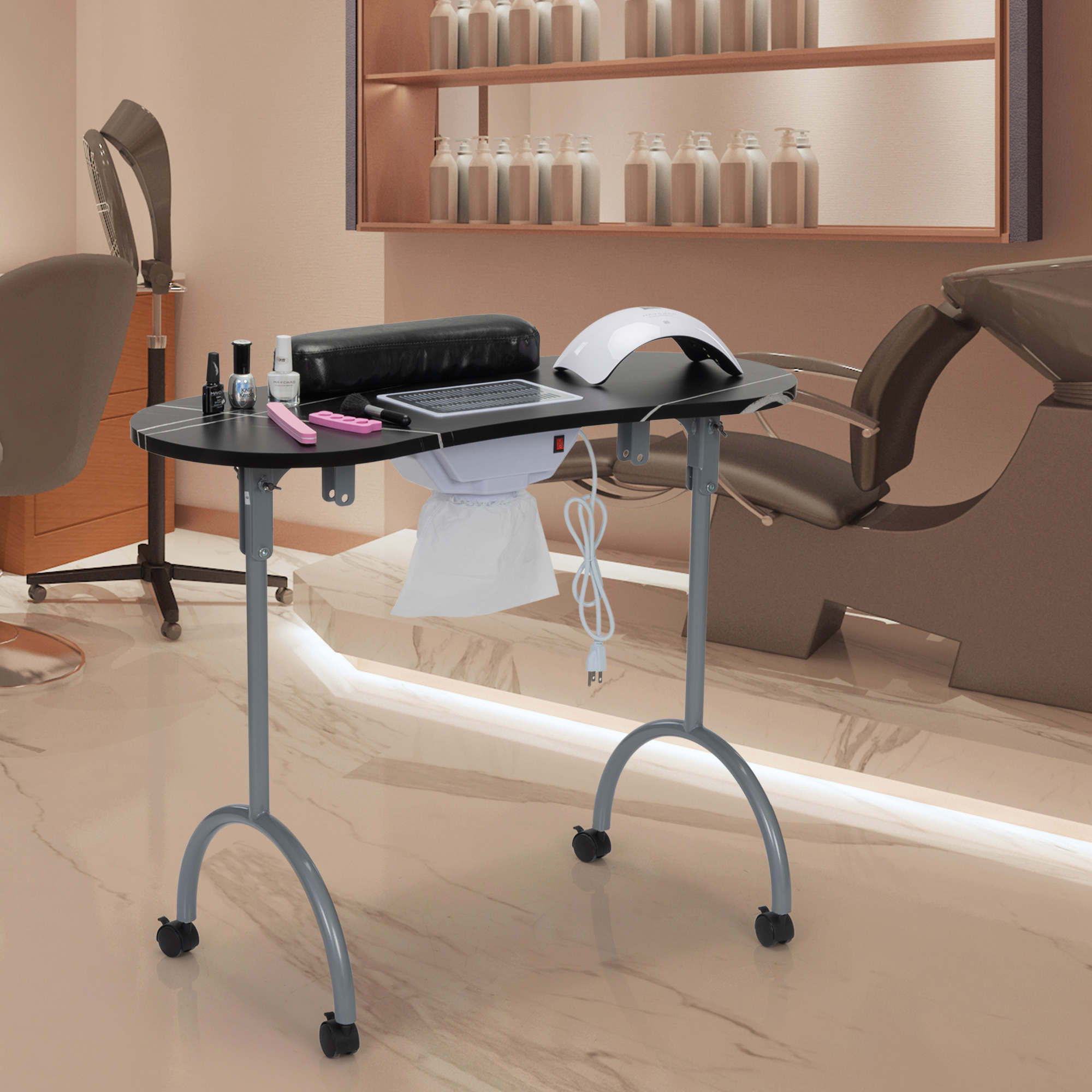 Nail Table for Nail Tech Portable & Foldable Manicure Table Nail Table