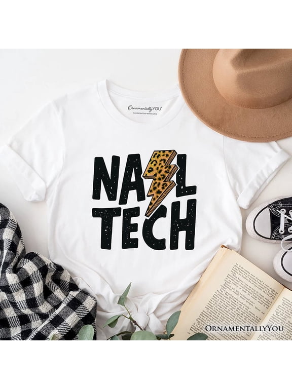 Nail Tech Leopard Lightning T-Shirt, Retro Stylist Tee