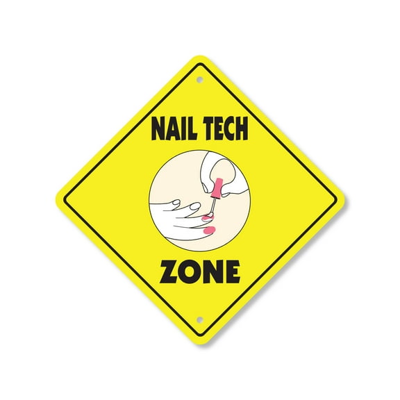 Nail Tech Plastic Crossing Sign - 12 Inch X 12 Inch Xing Sign Gift Beauty Salon Nails Professional Art Decor Polish Stylist Fun Spa Design