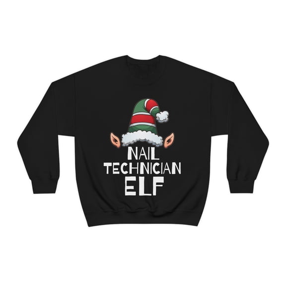 Nail Technician Elf Unisex Sweatshirt, S-2XL Christmas Holidays Xmas Elves