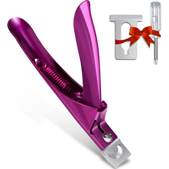 Nail Tip Clipper Edge Cutter Adjustable Stainless Steel False Artificial Acrylic Fake Trimmer Manicure Pedicure Sharp Rustproof Blade Clip Tool for Salon Home Art,Beauty Design DIY Use Rose Red